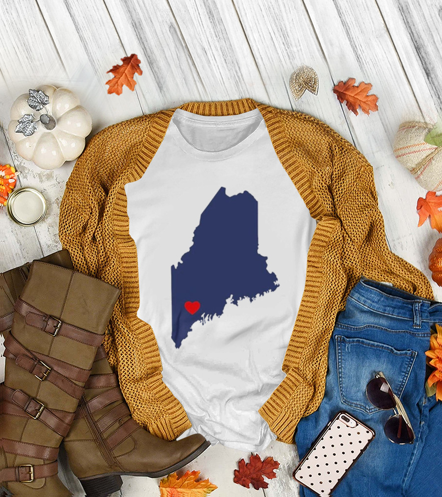 Lewiston Strong Heart Map Maine T-Shirt