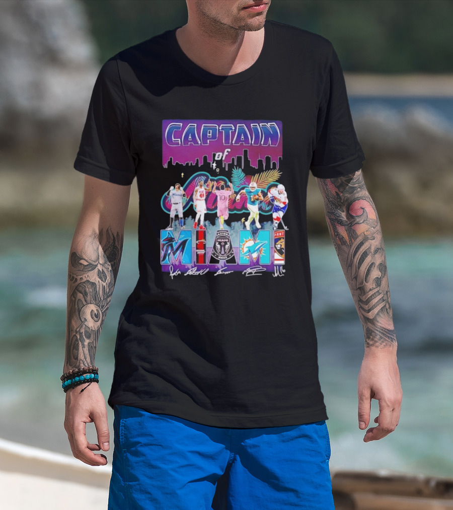 Captain Of Miami Marlins Heat Inter Dolphins Panthers T-Shirt