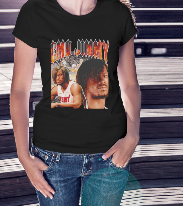Emo Jimmy Butler Heat Skeleton Background T-Shirt