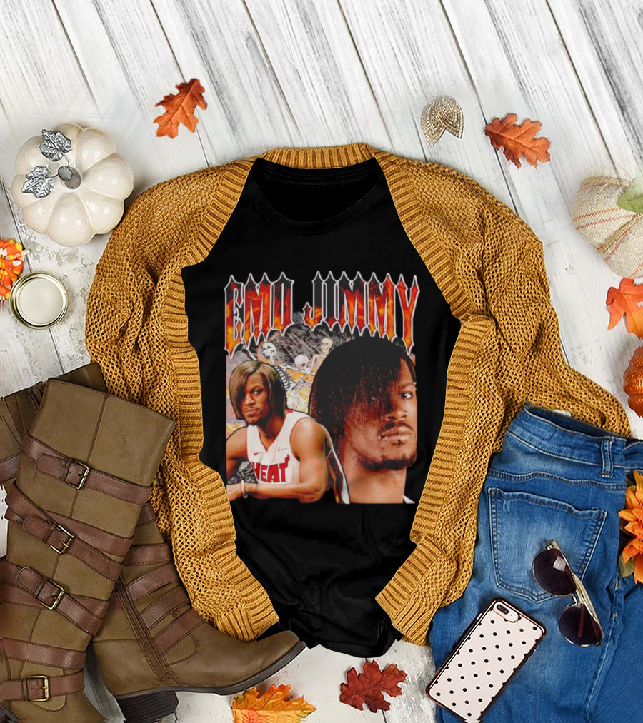 Emo Jimmy Butler Heat Skeleton Background T-Shirt