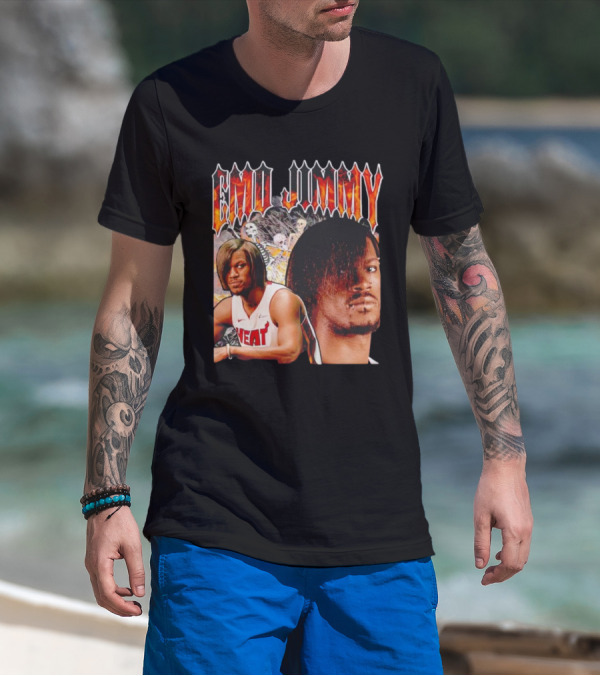 Emo Jimmy Butler Heat Skeleton Background T-Shirt