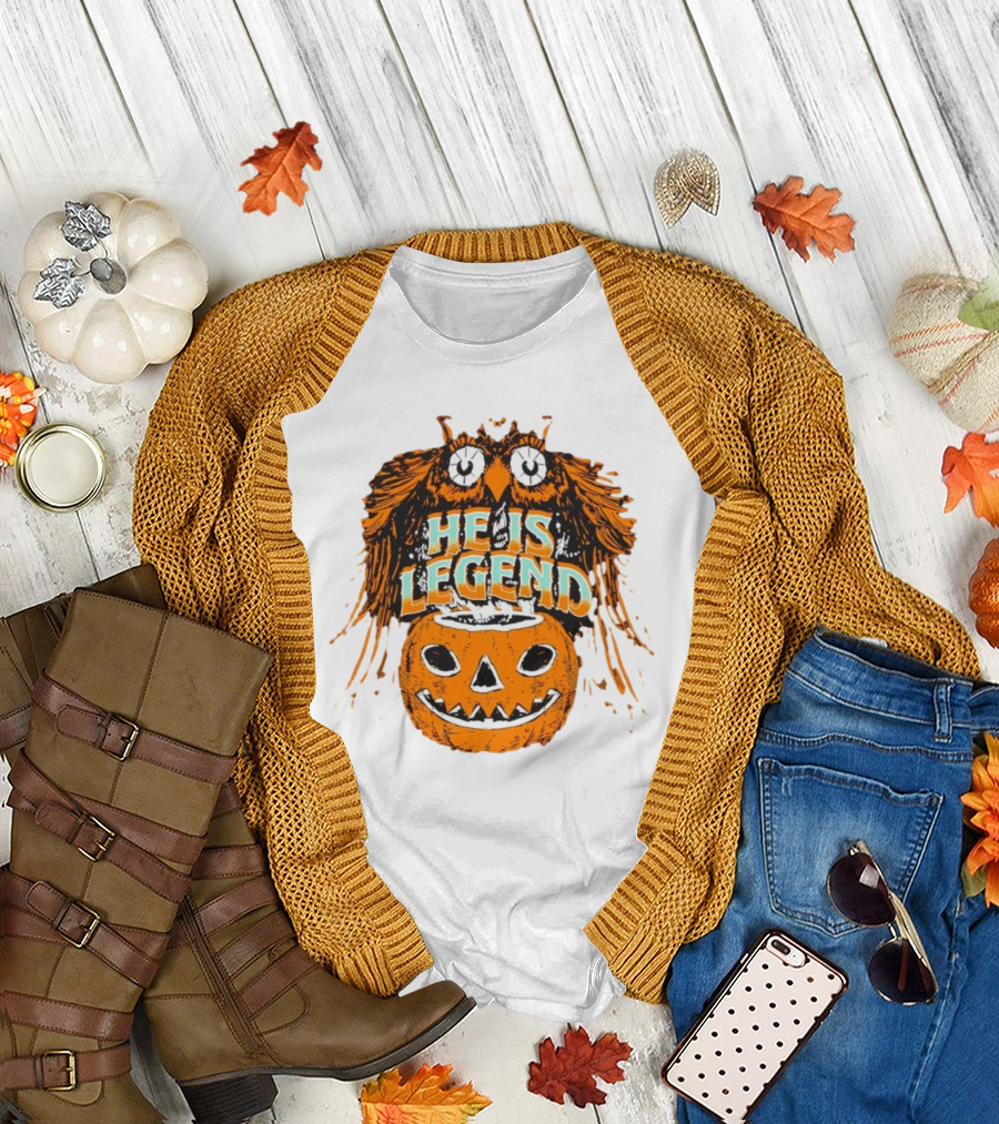 HE IS LEGEND Pumpkin Owl Halloween T-Shirt