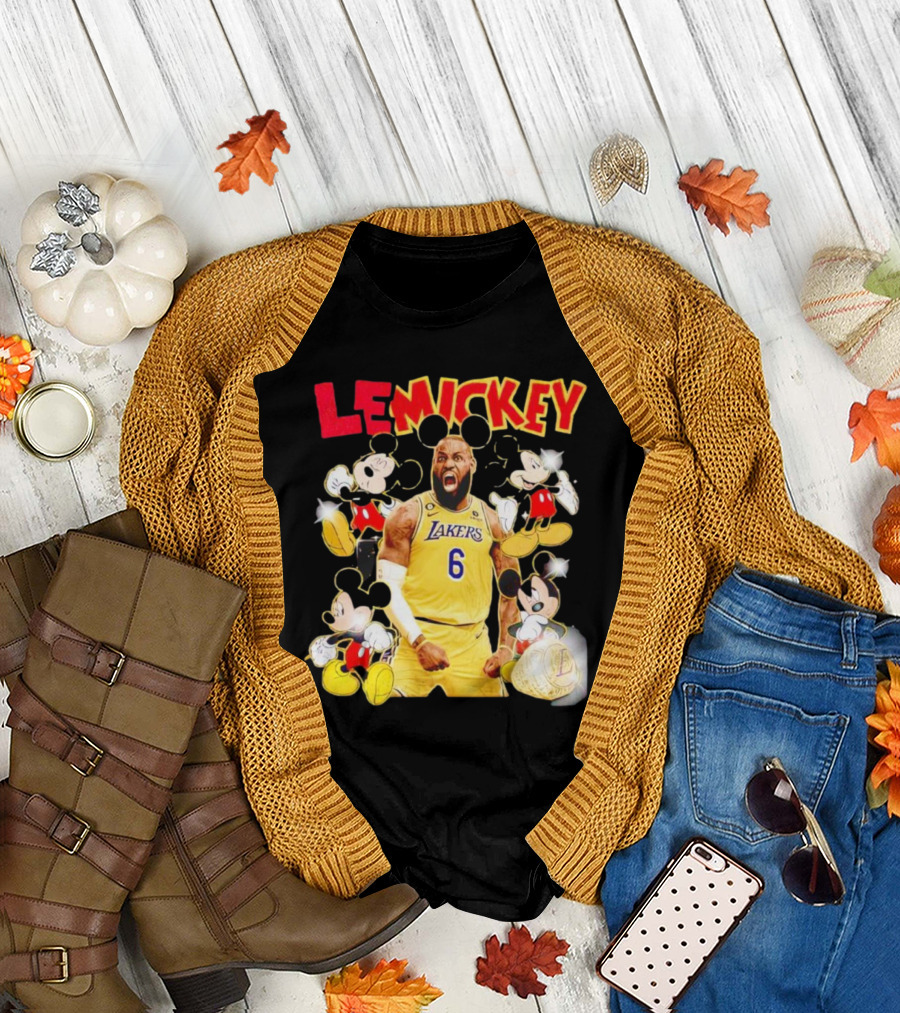 LeMickey LeBron James Lakers with Mickey Characters T-Shirt