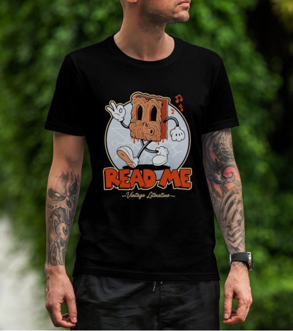 Read Me Vintage Literature Cartoon Music Peace T-Shirt
