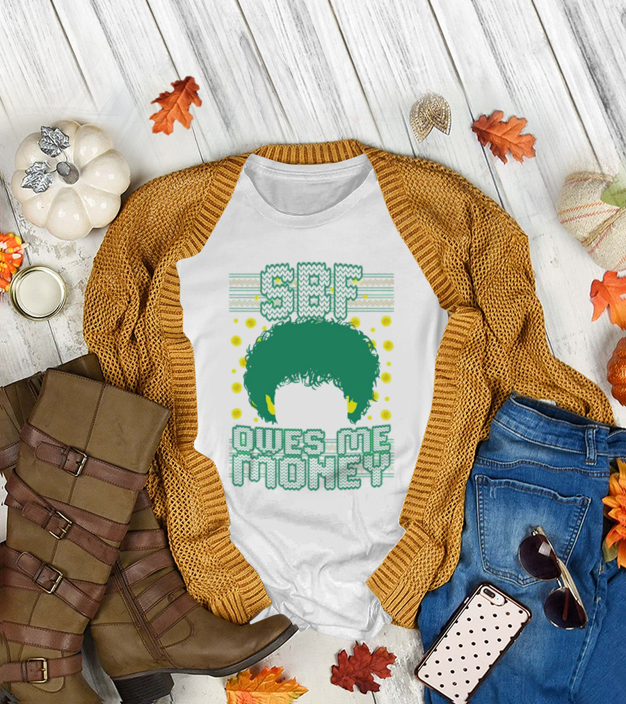 SBF Owes Me Money Christmas Sweater Style Green Hair Pixels T-Shirt