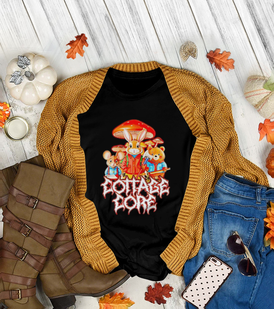Cottage Core Bunny Mushroom Trio T-Shirt