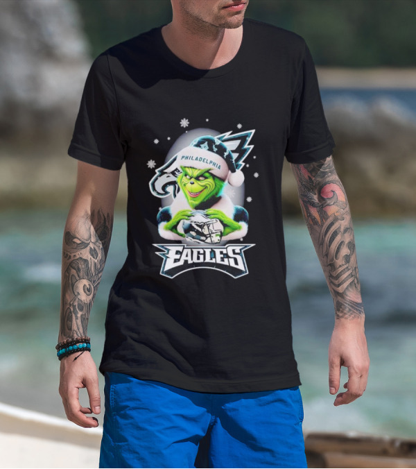 Philadelphia Eagles Grinch Christmas Snowflakes T-Shirt