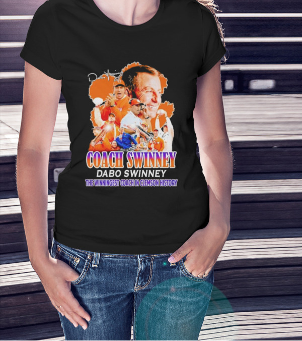 Coach Swinney Dabo Swinney The Winningest Coach In Clemson History Football Celebration Collage T-Shirt