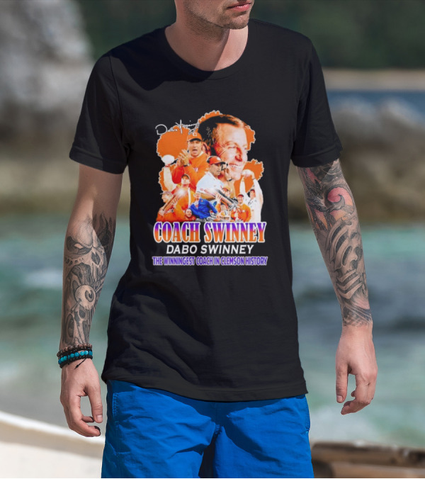 Coach Swinney Dabo Swinney The Winningest Coach In Clemson History Football Celebration Collage T-Shirt