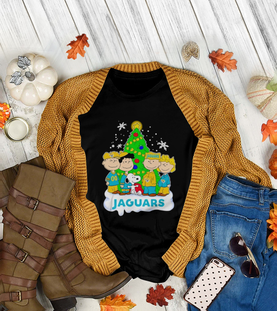 Peanuts Characters Jacksonville Jaguars Christmas Tree Jaguars T-Shirt
