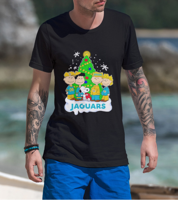 Peanuts Characters Jacksonville Jaguars Christmas Tree Jaguars T-Shirt