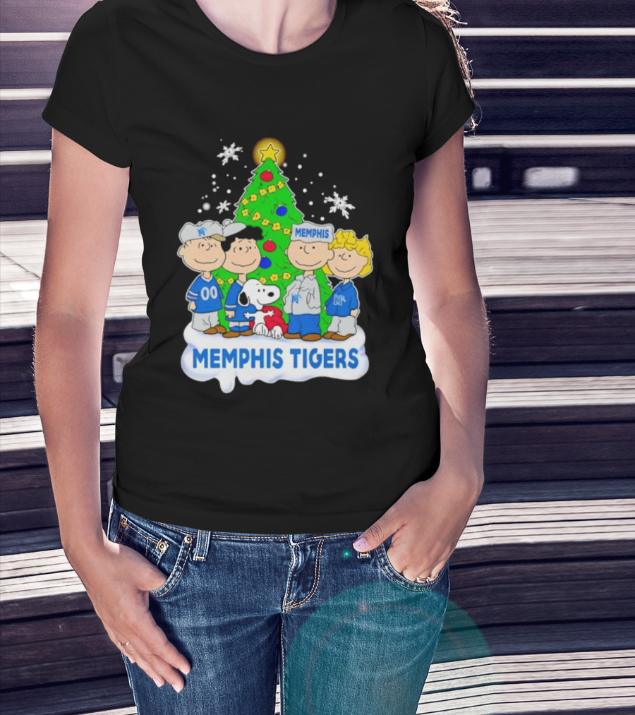 Peanuts Characters Memphis Tigers Christmas Tree T-Shirt
