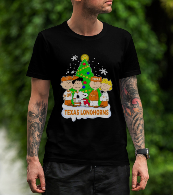 Peanuts Characters Texas Longhorns Christmas Tree T-Shirt