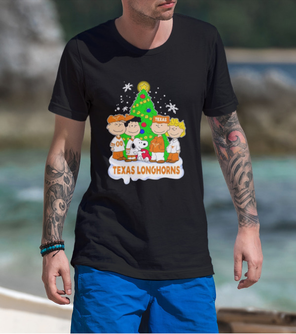 Peanuts Characters Texas Longhorns Christmas Tree T-Shirt
