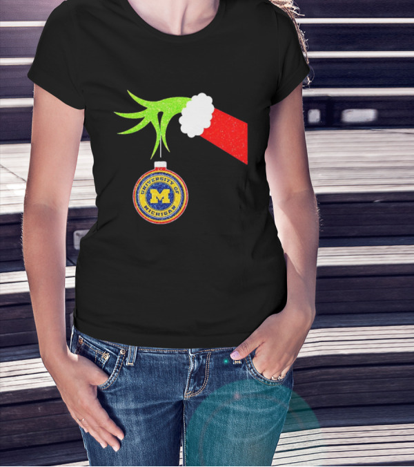 University Of Michigan Christmas Grinch Hand T-Shirt