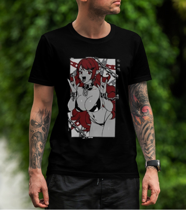 Vampiress Waifu Anime Red Hair Chains Gothic T-Shirt