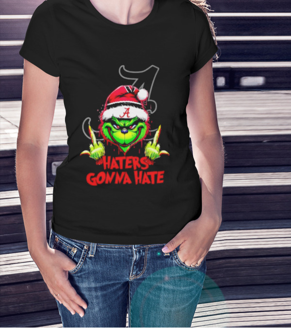 Alabama Crimson Tide Grinch Haters Gonna Hate Middle Finger T-Shirt