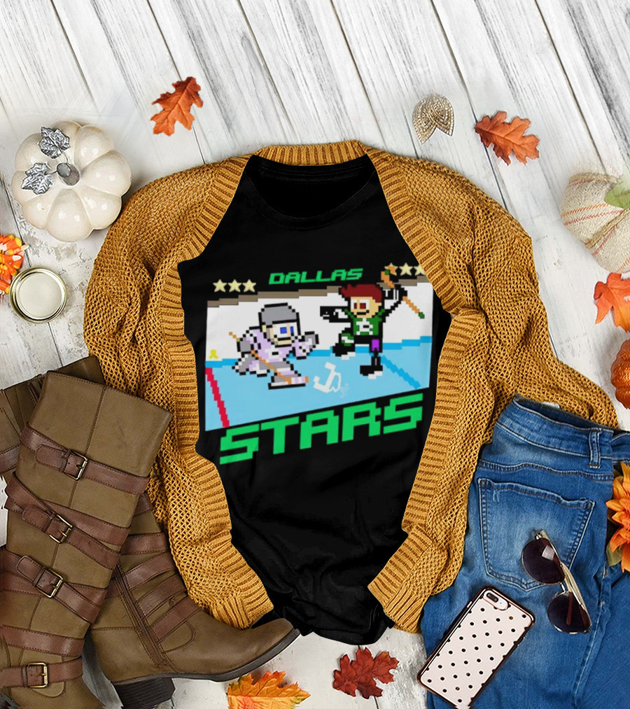 Dallas Stars Hockey Fights Cancer Pixel Art Jayden T-Shirt