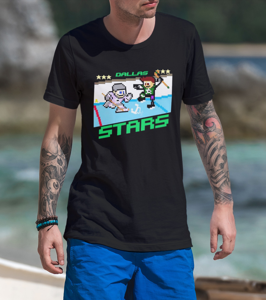 Dallas Stars Hockey Fights Cancer Pixel Art Jayden T-Shirt
