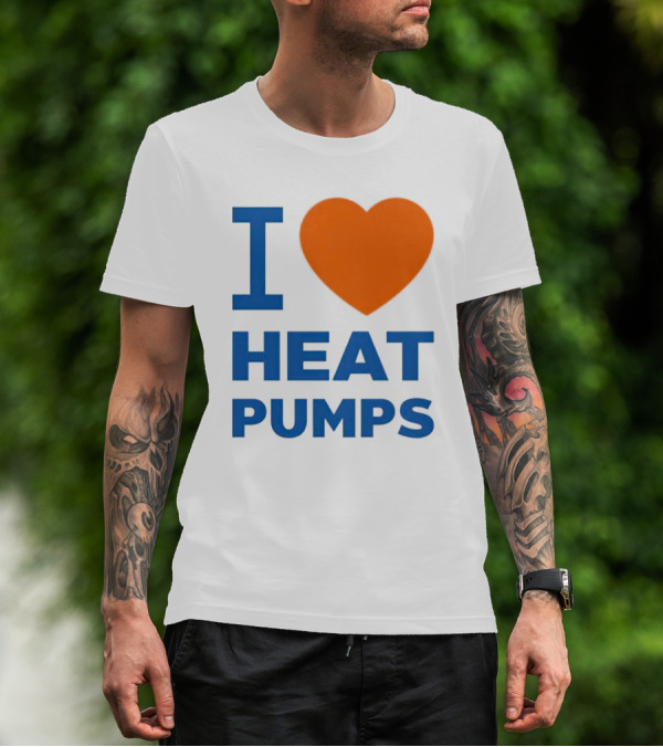 I Heart Heat Pumps Bold Blue Orange T-Shirt