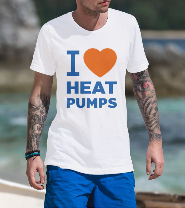 I Heart Heat Pumps Bold Blue Orange T-Shirt