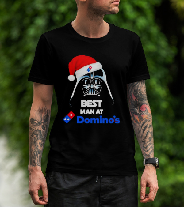 Darth Vader Santa Hat With Best Man At Domino's Christmas T-Shirt