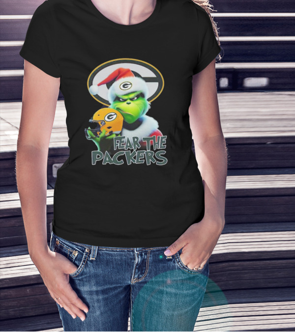 Grinch Fear The Green Bay Packers Christmas G Helmet T-Shirt