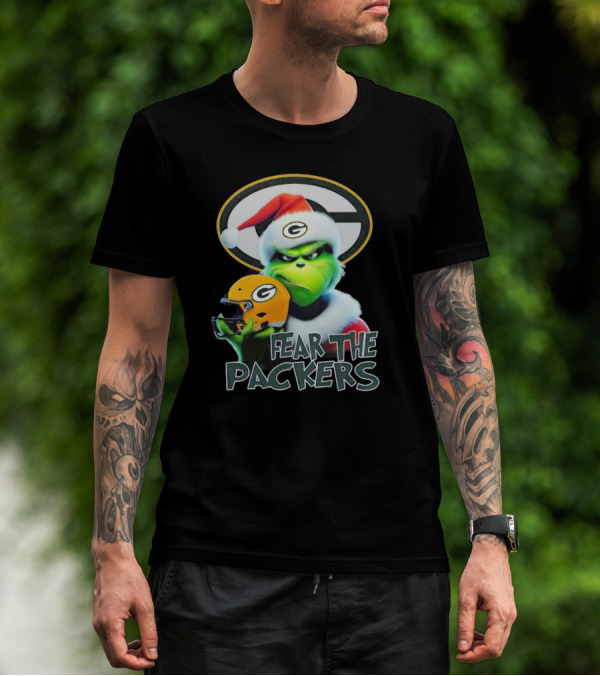 Grinch Fear The Green Bay Packers Christmas G Helmet T-Shirt