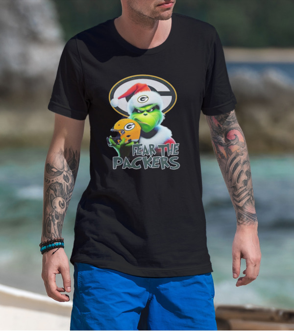 Grinch Fear The Green Bay Packers Christmas G Helmet T-Shirt
