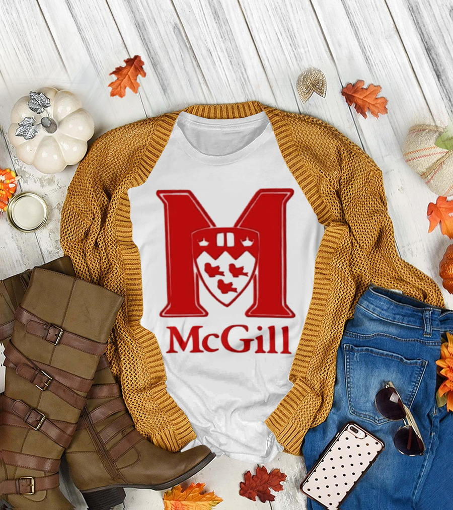 McGill University Large Red M and Shield Emblem T-Shirt