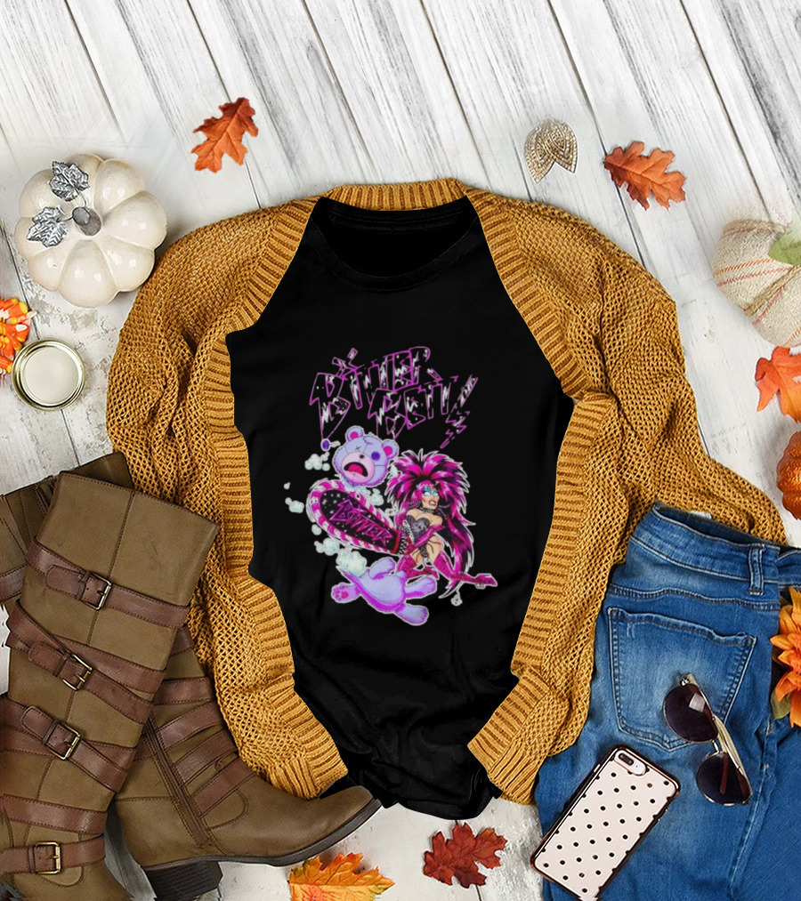 Bitter Betty Chainsaw Pink Chainsaw Fierce Style Teddy Bear T-Shirt