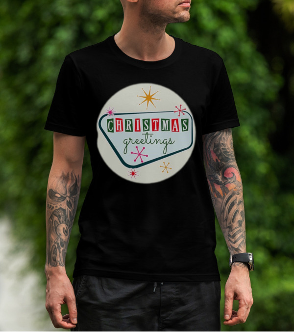 Christmas Greetings Vintage Retro Holiday 星 Starburst T-Shirt