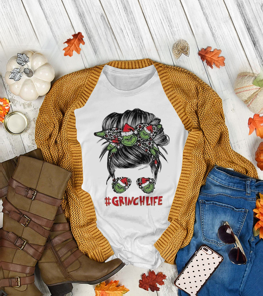 GrinchLife Christmas Girl Grinch Bow and Sunglasses T-Shirt