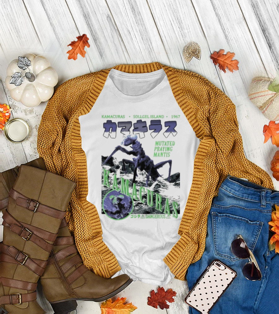 Kamacuras Mutated Praying Mantis Sollgel Island 1967 Dangerous Monster T-Shirt