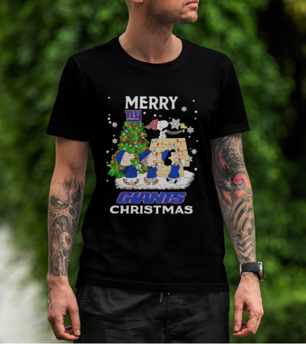 Merry Christmas Peanuts New York Giants T-Shirt
