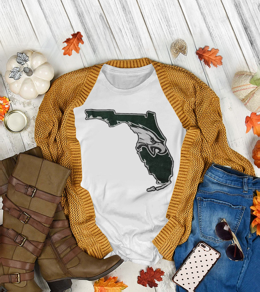 Philadelphia Eagles Florida Map Bleeds Green T-Shirt