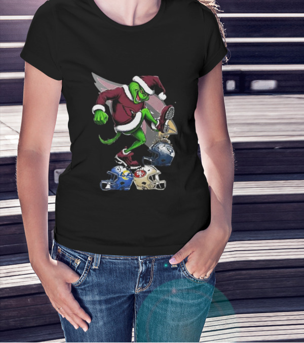 Arizona Cardinals Grinch Stomping Seahawks Rams 49ers Christmas Football Helmets T-Shirt