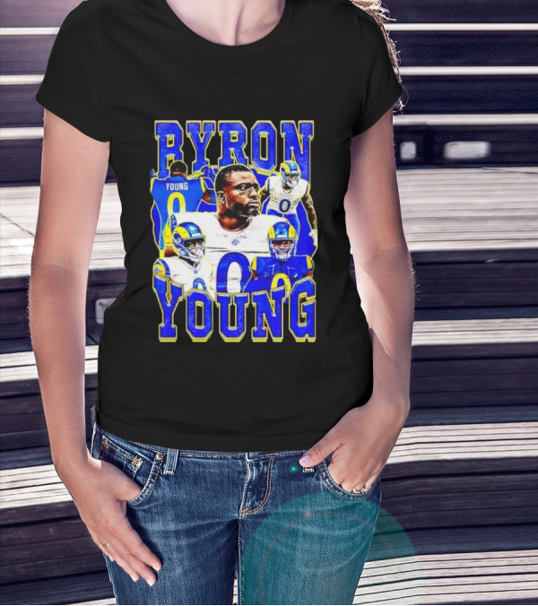 Byron Young Los Angeles Rams Picture Collage T-Shirt