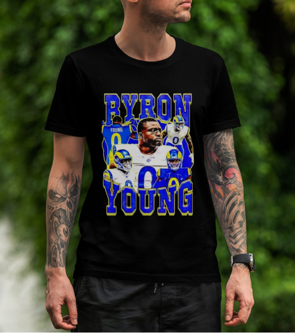 Byron Young Los Angeles Rams Picture Collage T-Shirt