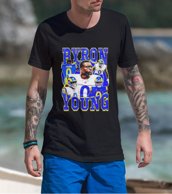 Byron Young Los Angeles Rams Picture Collage T-Shirt