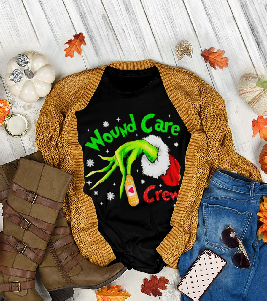 Wound Care Crew Grinch Hand Merry Christmas T-Shirt