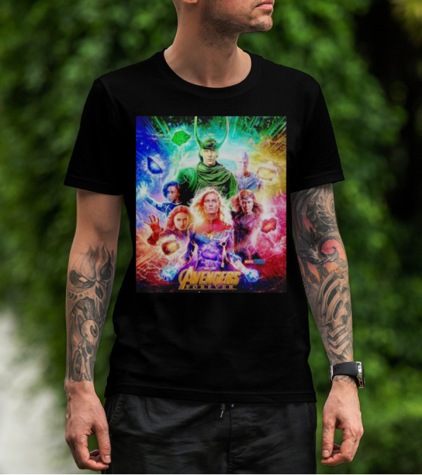 Marvel Studios Avengers Forever Loki Captain Marvel Scarlet Witch Vision Trail Of Infinity Stones T-Shirt