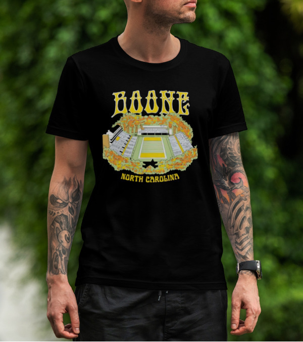 Boone North Carolina Stadium Football Field Autumn Leaves T-Shirt