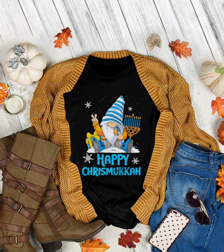 Happy Chrismukkah Gnome Menorah Snowflakes T-Shirt