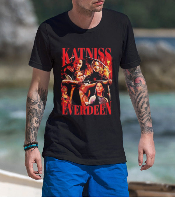 Katniss Everdeen Fiery Bow And Arrow Montage T-Shirt