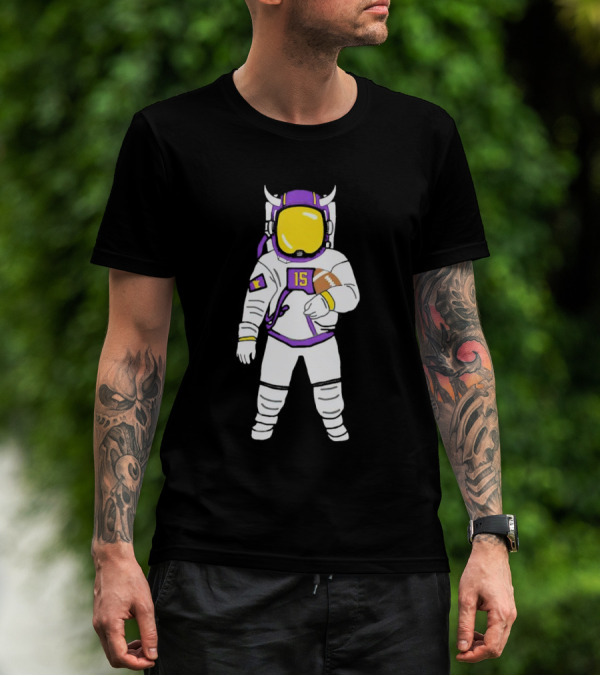 Passtronaut Minnesota Astronaut Football Purple 15 T-Shirt