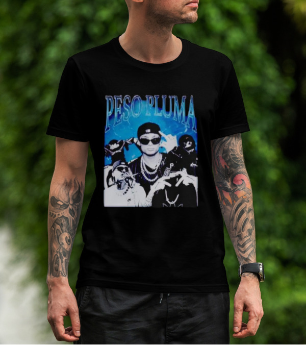 Peso Pluma Vintage Hip Hop Style Blue Tones T-Shirt