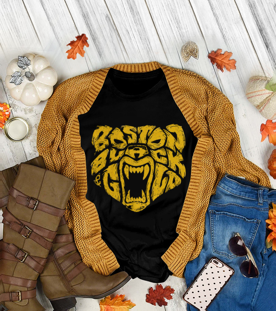 Boston Black and Gold Bear Face T-Shirt