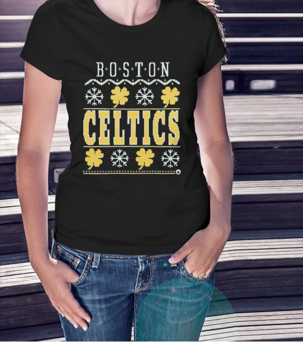 Boston Celtics Snowflakes And Shamrocks T-Shirt