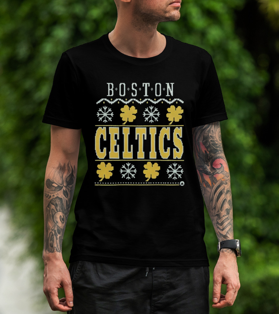 Boston Celtics Snowflakes And Shamrocks T-Shirt